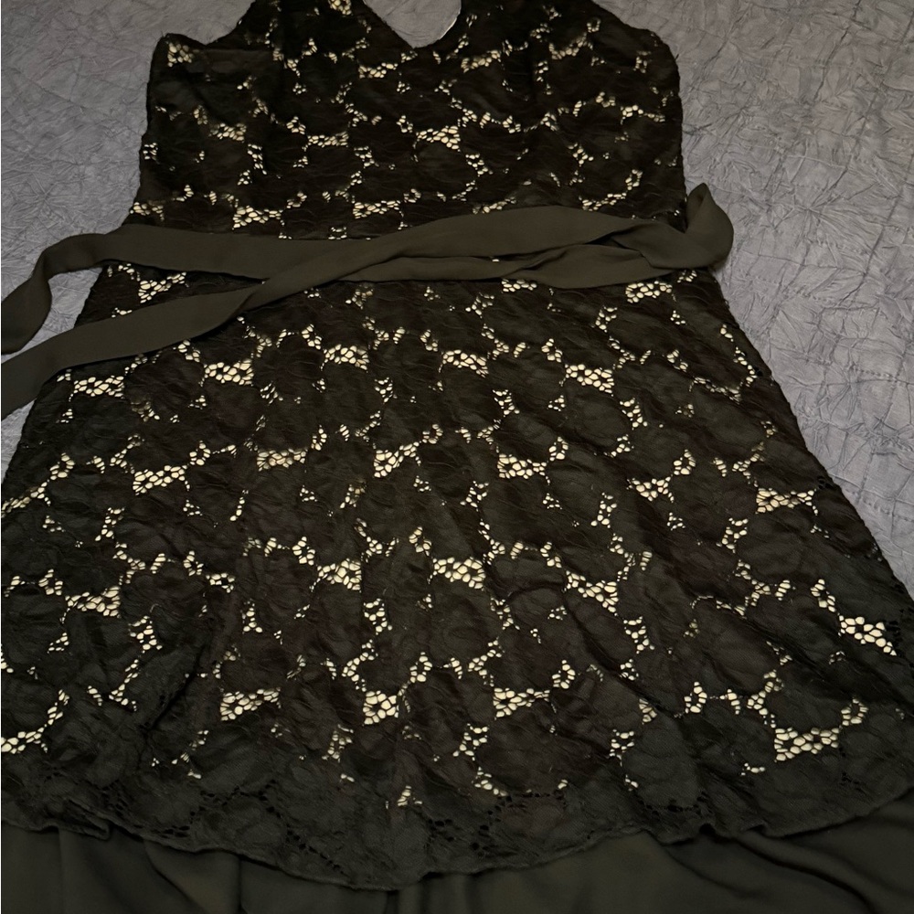 Libian Black Lace Overlay Dress 3X Plus Size V-Neck Sleeveless Party. Fall Style